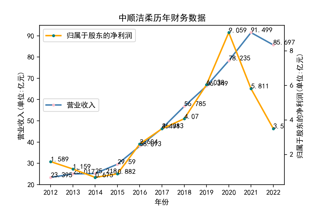 中顺洁柔历年财务数据