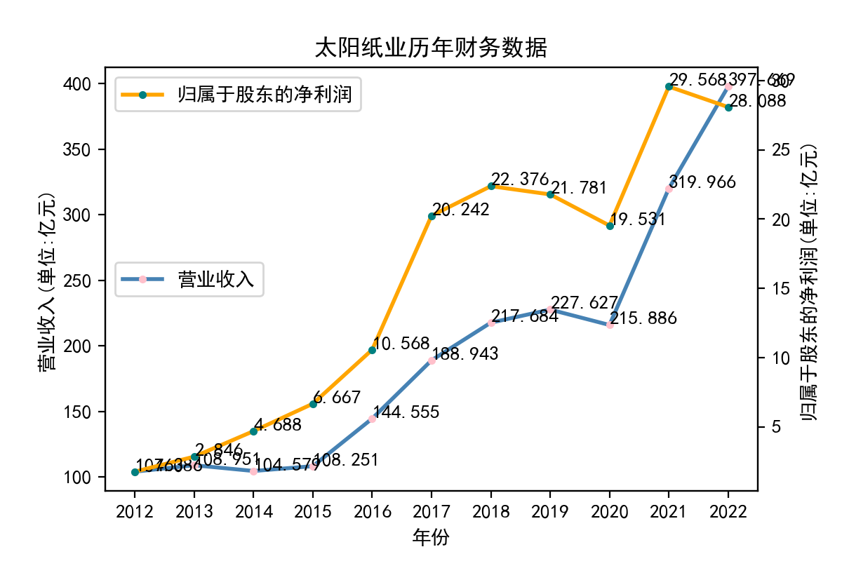 太阳纸业历年财务数据